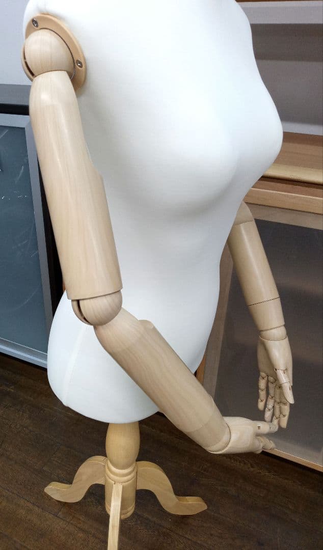 トルソー　マネキン　可動式プラスチック腕付き　レディース　布製ボディ
