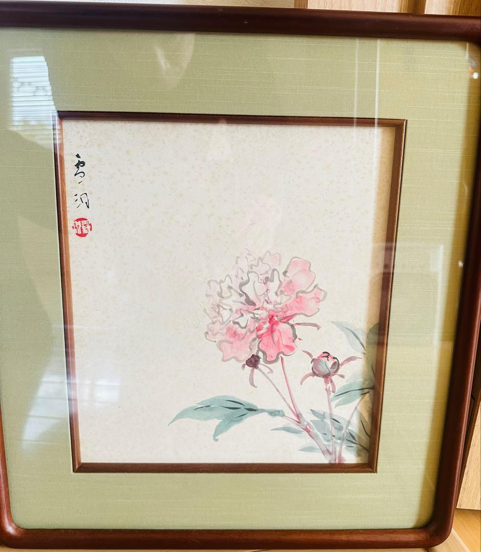 佐藤雪洞（作）肉筆 真作 3枚セット色紙額 額装書画