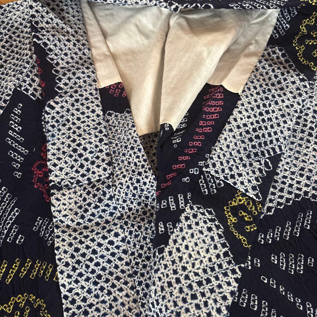 【SALE】有松鳴海絞り浴衣 美品 身丈159 手縫い 藍染 絞り 浴衣