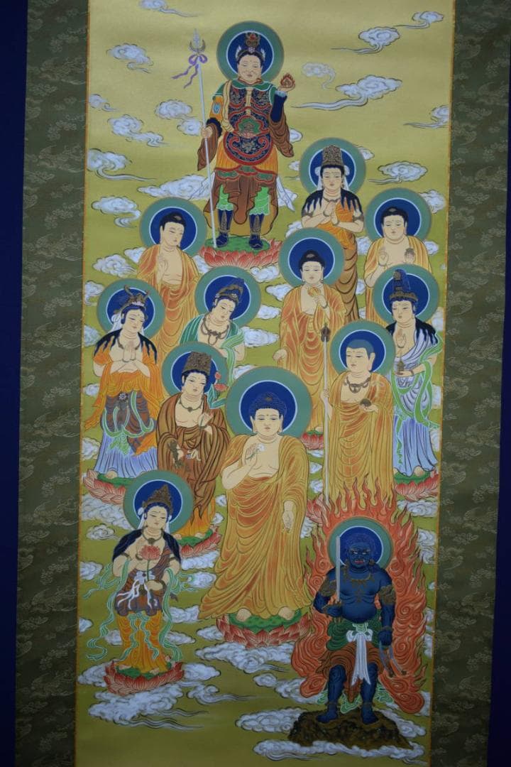 真作/国井幸雪/國井幸雪/十三佛図/桐共箱付/布袋屋掛軸HG-992