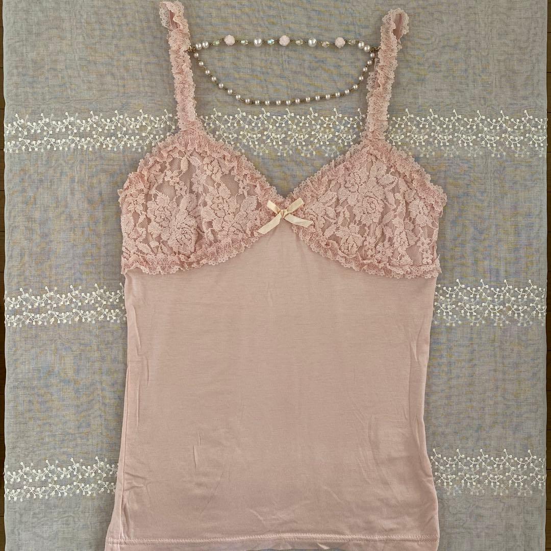 LIZ LISA リズリサ　レースキャミソール　 チャーム付き　ピンク