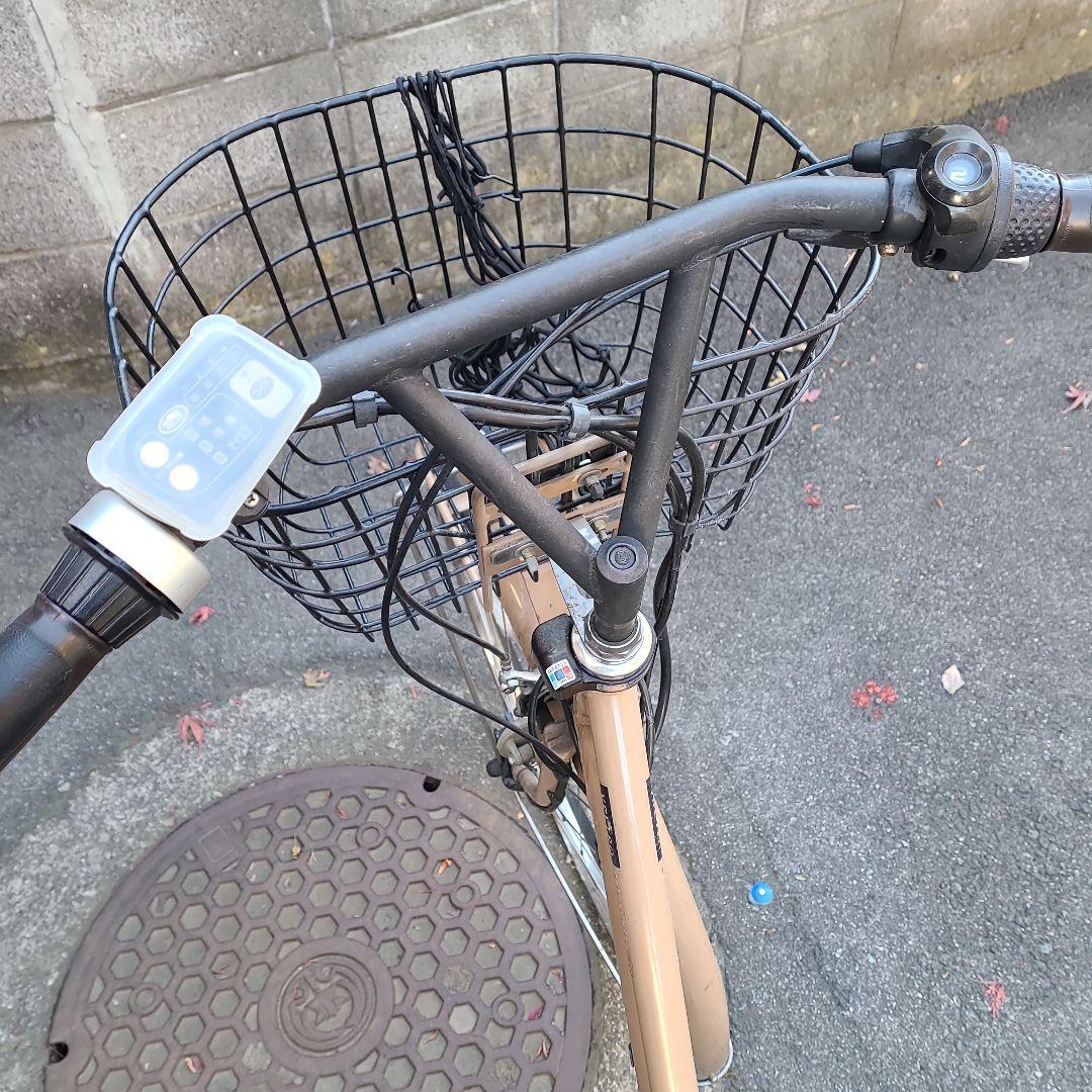 電動アシスト自転車 ベージュ 前カゴ付き