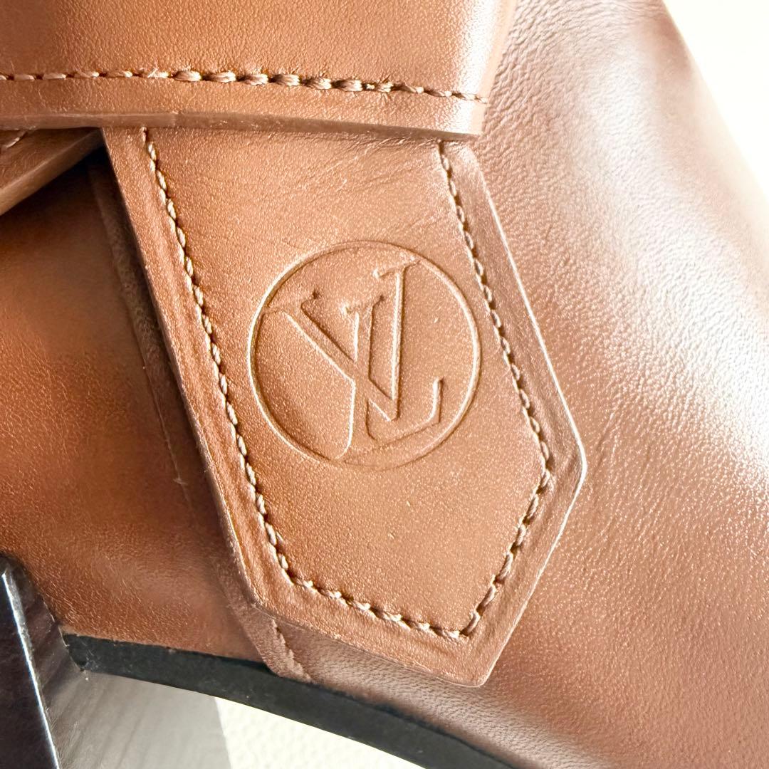 【ルイヴィトン】LVサークルアンクルブーツ ロゴ入り レザー ブーティ 36.5