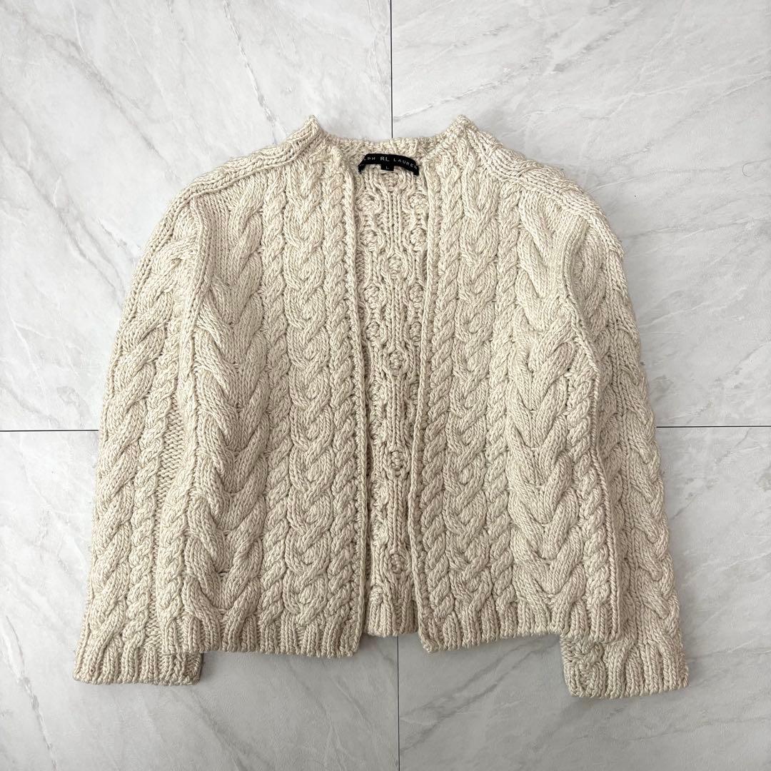 【シルク50%】ラルフローレン ブラックレーベル ケーブルニット カーディガン