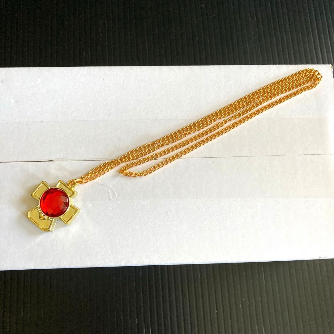 新品★90年代　レトロ★セボンスター　ネックレス★赤　宝石　金メッキ★過去