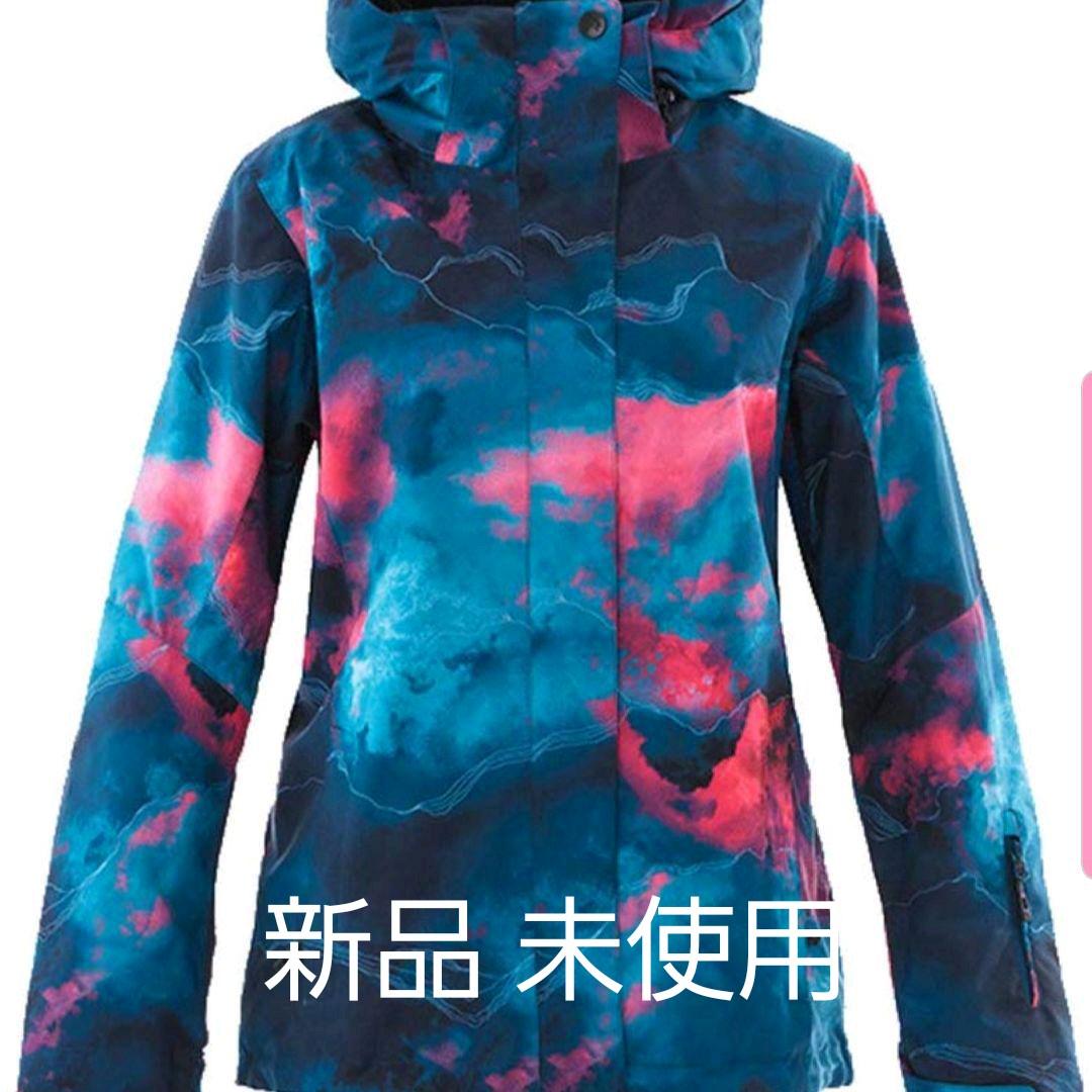 新品ブルー系迷彩柄ジャケット細見え防風撥水軽量 防寒スノボスキーレディースウエア