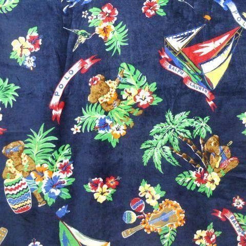ポロ ラルフローレン ポロベア ビーチタオル トロピカル柄 ネイビー