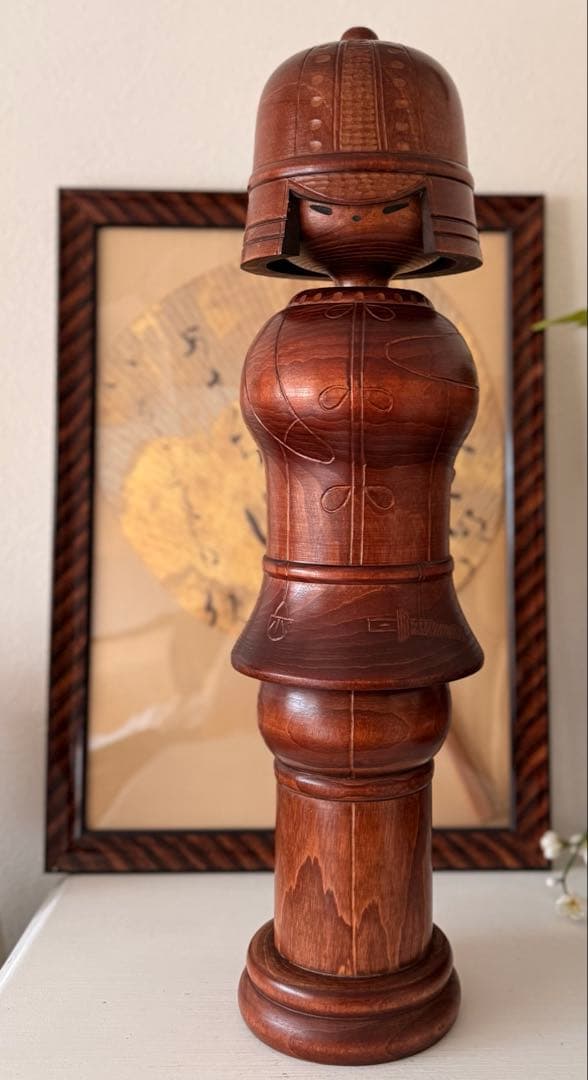 51cm重量約2.3kg 関口三作 作 創作こけし「武人」内閣総理大臣賞受賞作家