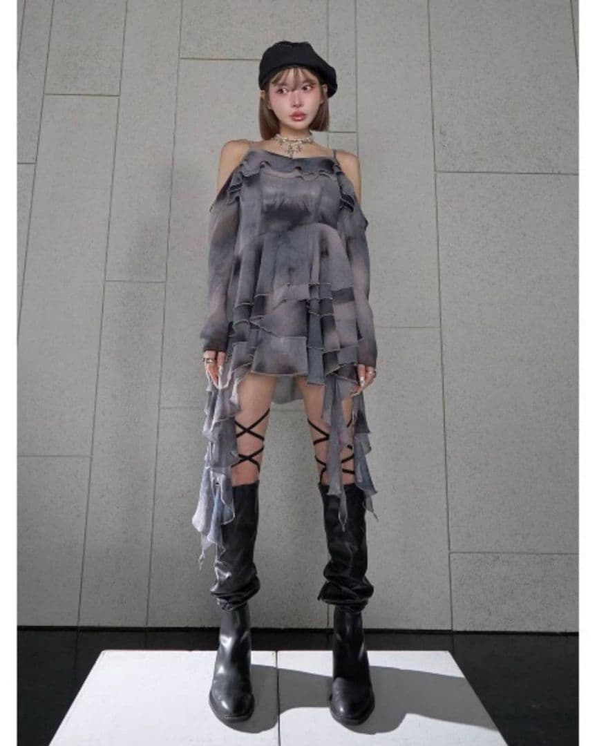 新品 Darich イレヘムタイダイフリルミニワンピース F☆