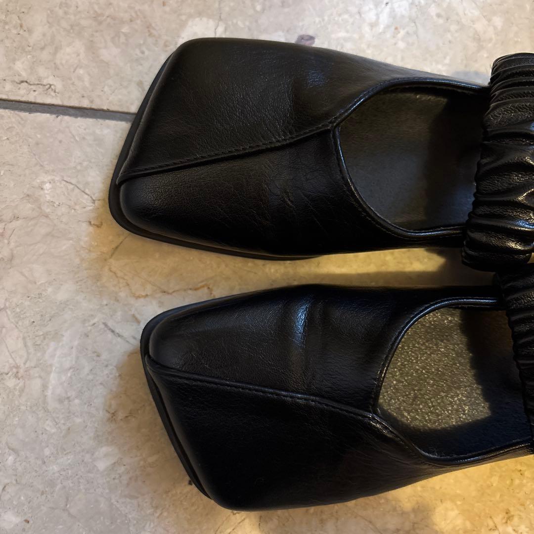 Eaphi SQUARE TOE SHOES ブラック 36 靴