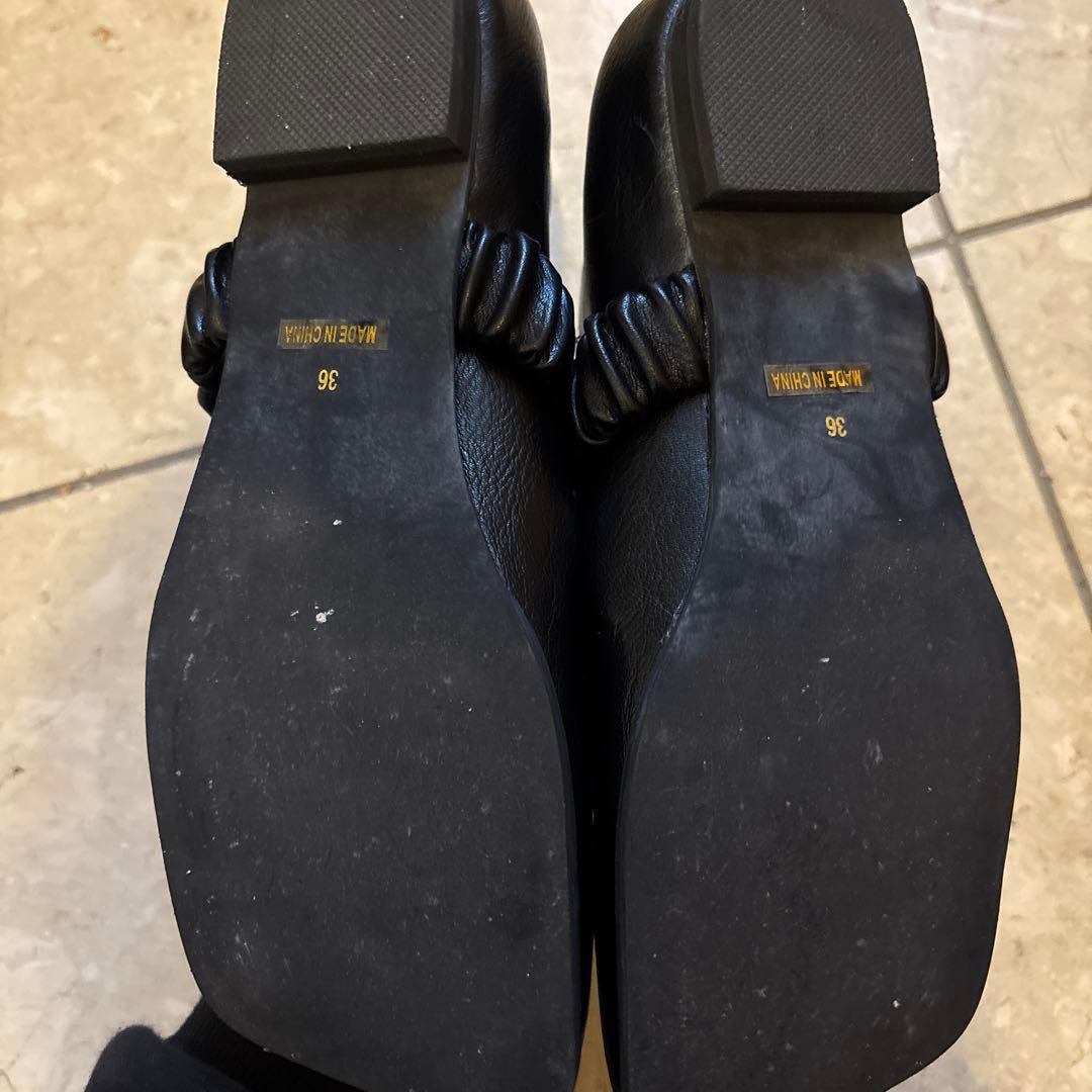 Eaphi SQUARE TOE SHOES ブラック 36 靴