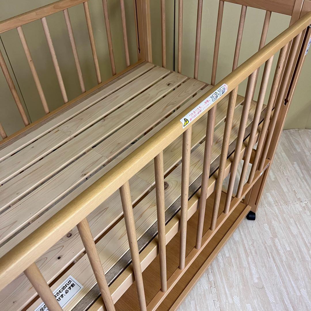 ☆除菌清掃済☆　超美品　日本製　サワベビー　ハイタイプ　すのこ床板　3面スライド