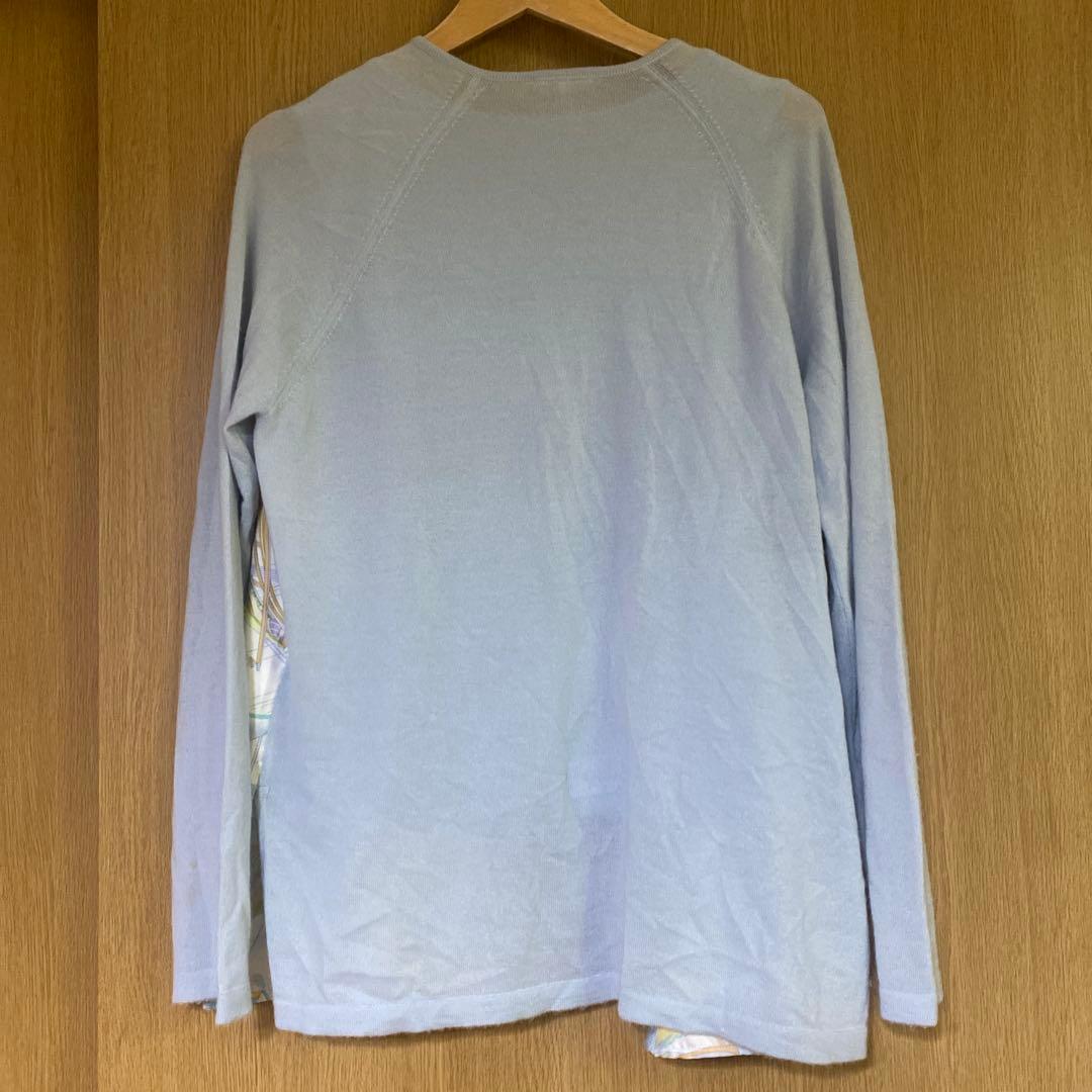 【送料無料】 HERMES アンサンブル カーディガン Mサイズ シルク 切替