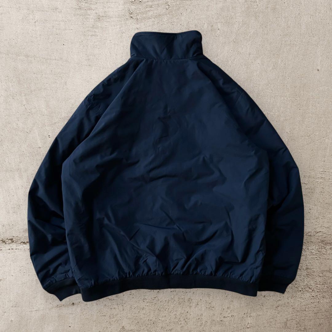エルエルビーン90sナイロンウォームアップジャケットシンサレート裏フリース短丈紺