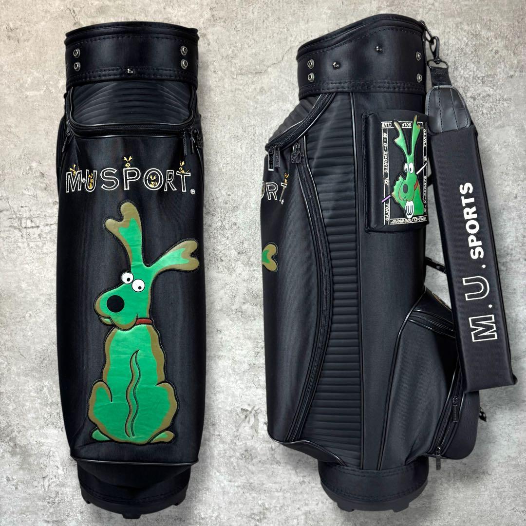MU SPORTS キャディバッグ ブラック 犬デザイン 5分割 ゴルフ