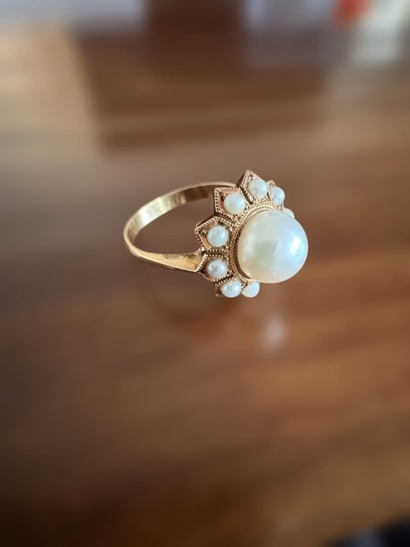 ヴィンテージ　真珠 フラワーデザイン リング　アンティーク
