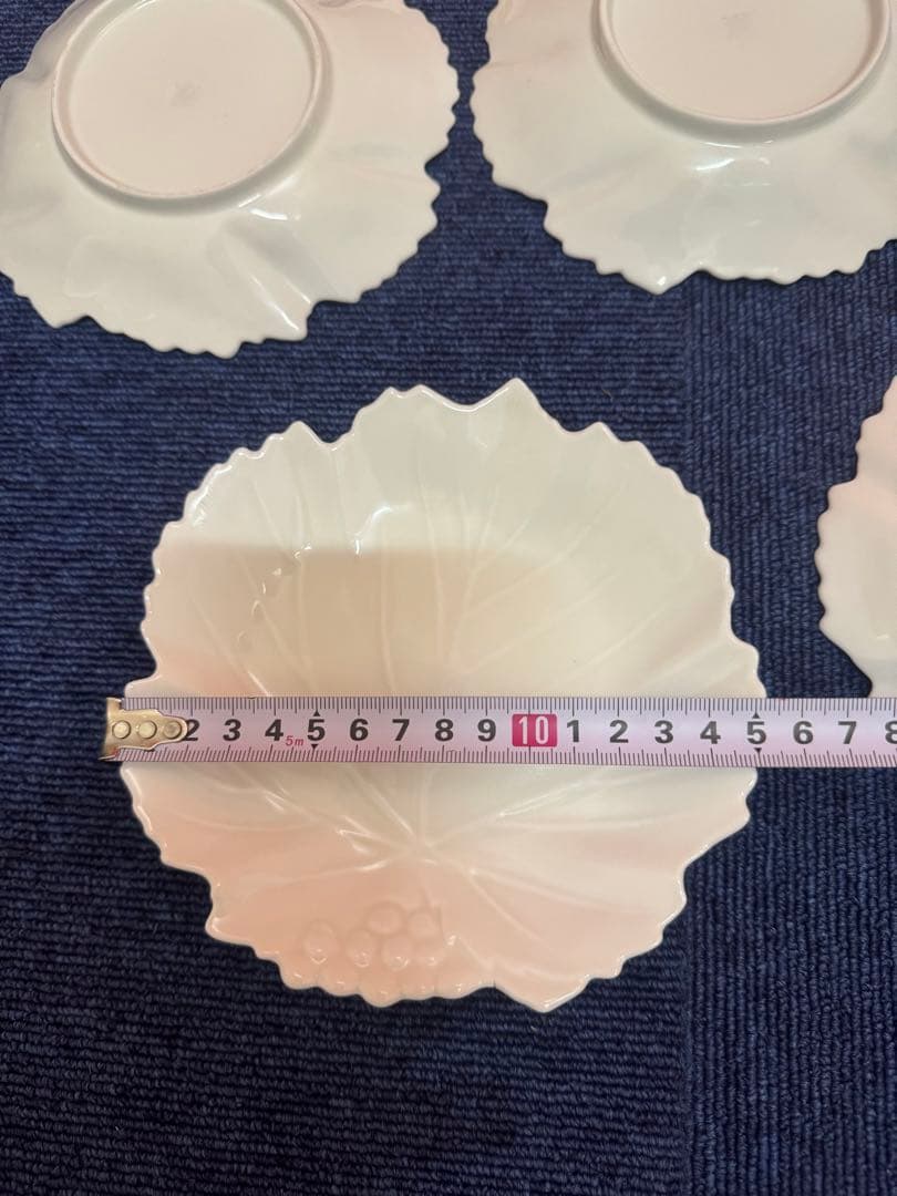 1861  深川製磁　白磁　葉型皿　5客