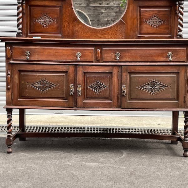 イギリスアンティーク　ミラーバックサイドボード　キャビネット　リビングボード