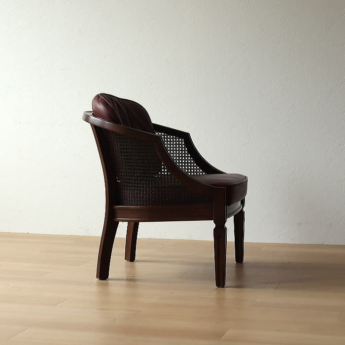 アンティーク カリモク Domani 一人掛け椅子 本革 ナラ材