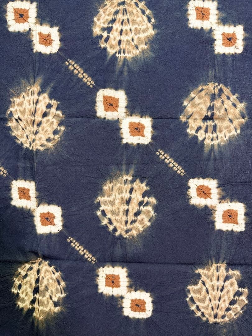 N27 「片野元彦」藍染絞り作家 有松鳴海絞り 天然草木染古布 和装着物