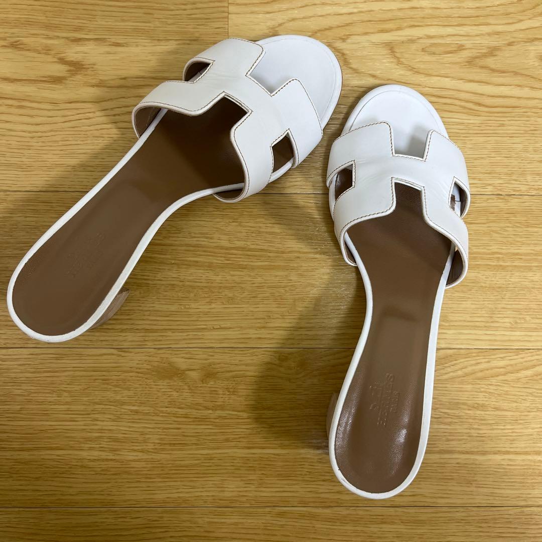 エルメス　HERMES レディースサンダル　オアジス　38 1/2 白