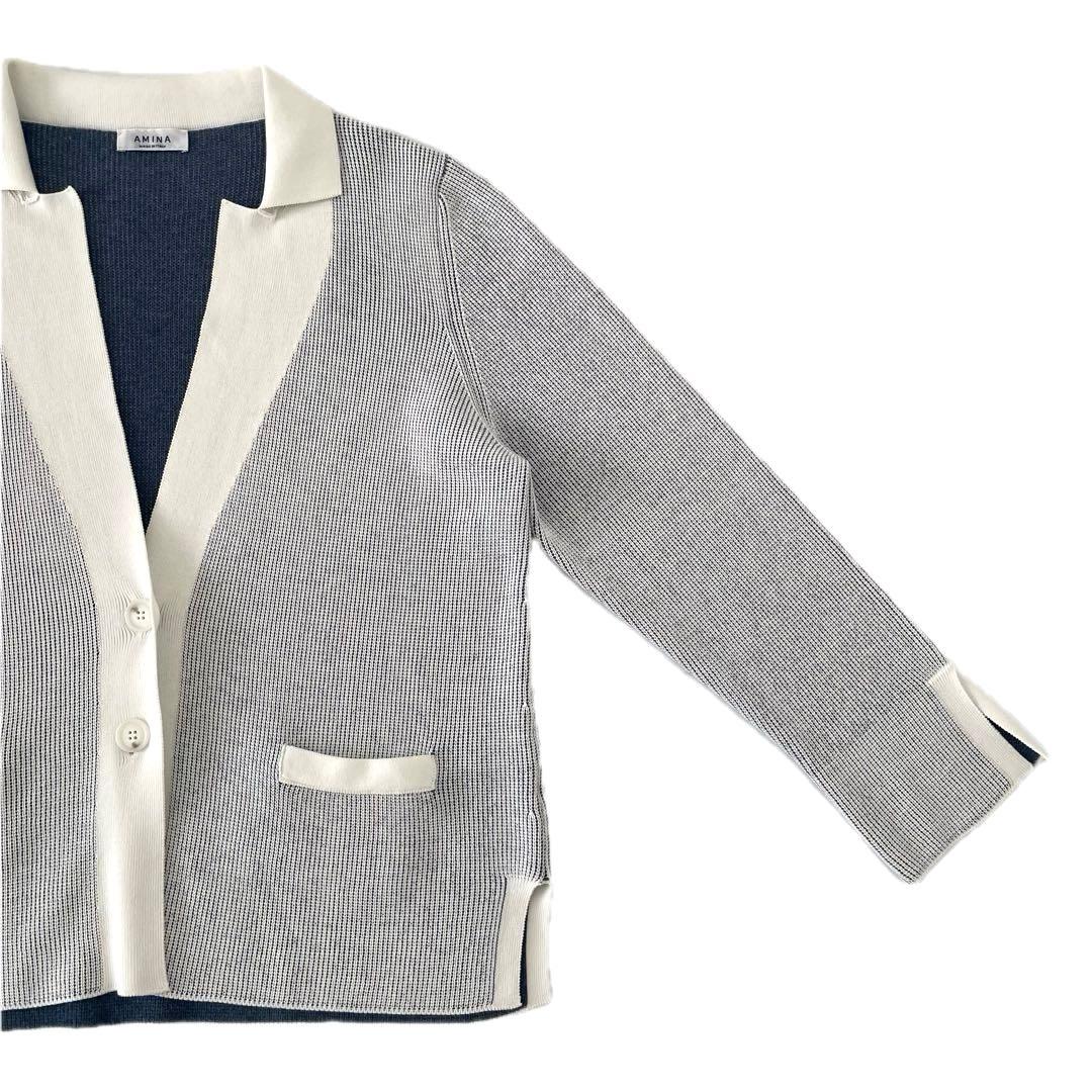 未使用 AMINA レリアン イタリア製 ニットジャケット カーディガン 羽織