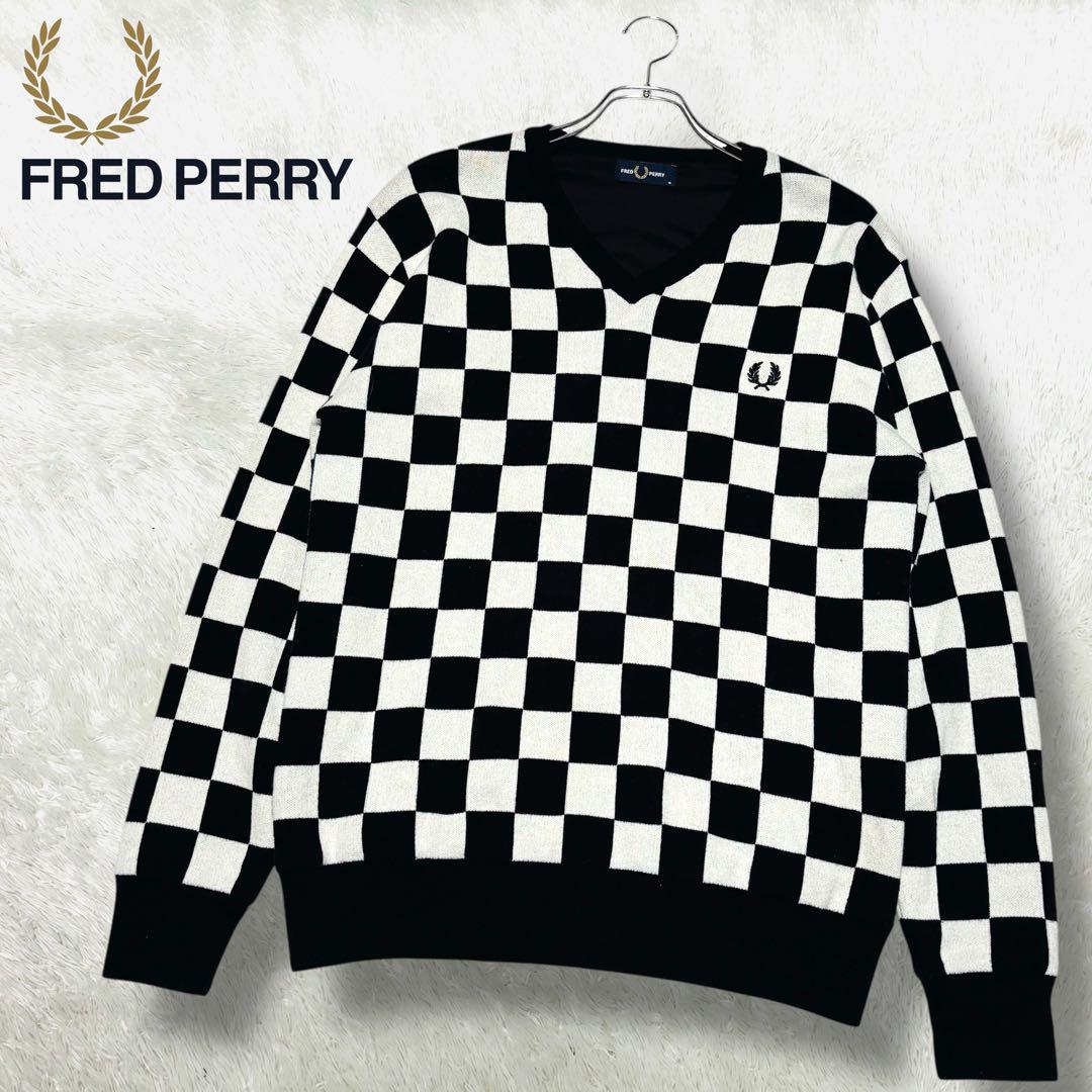 希少 ビームスゴルフ 別注 フレッドペリー 防風 セーター チェッカーフラッグ柄