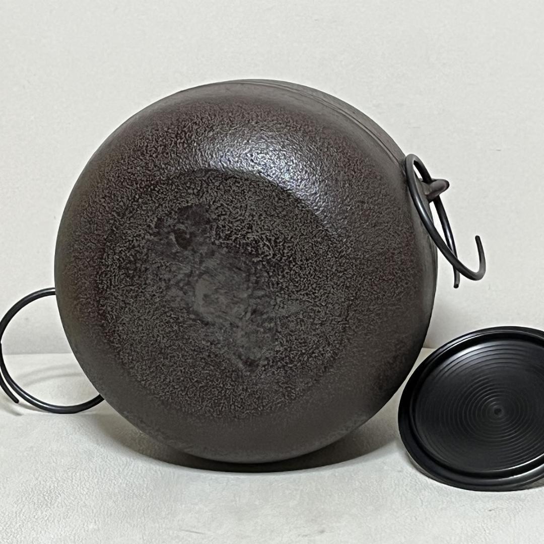 佐藤浄清 利休好写 万代屋釜 共箱 茶釜 茶道具 【k3684】