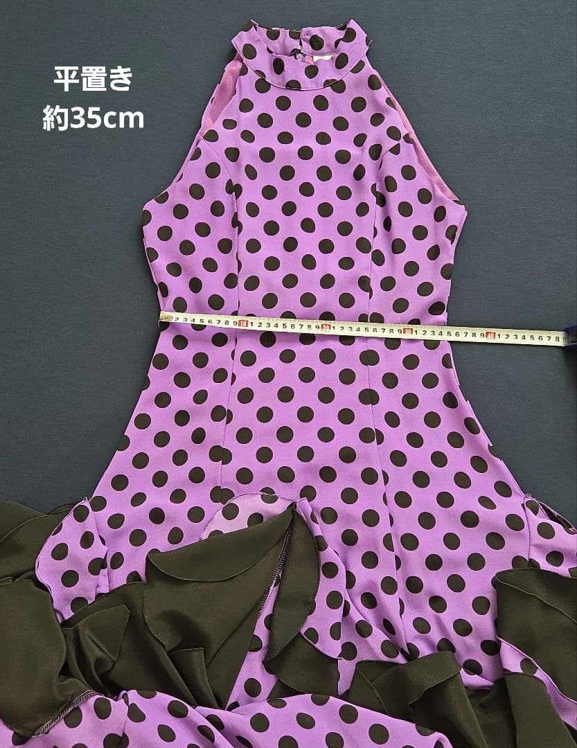 フラメンコドレス 紫と黒の水玉模様