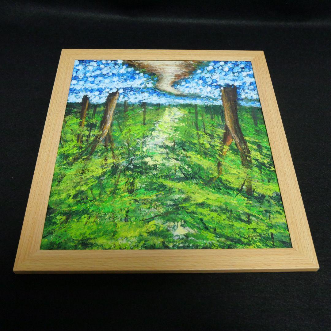 油絵 油彩 油彩画 絵 絵画【森の中の青い花】