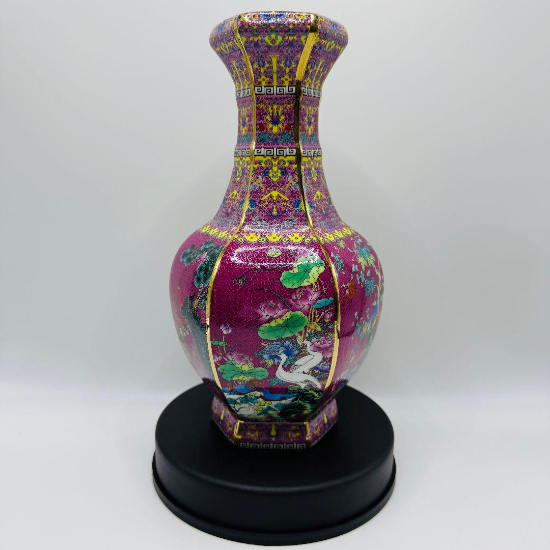 R107 ほうろう彩色 花瓶（かびん）陶磁器 アンティーク