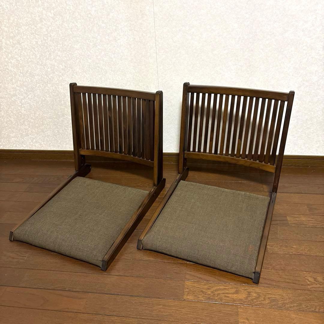 【良品】折りたたみ 座椅子 ブラウン ①