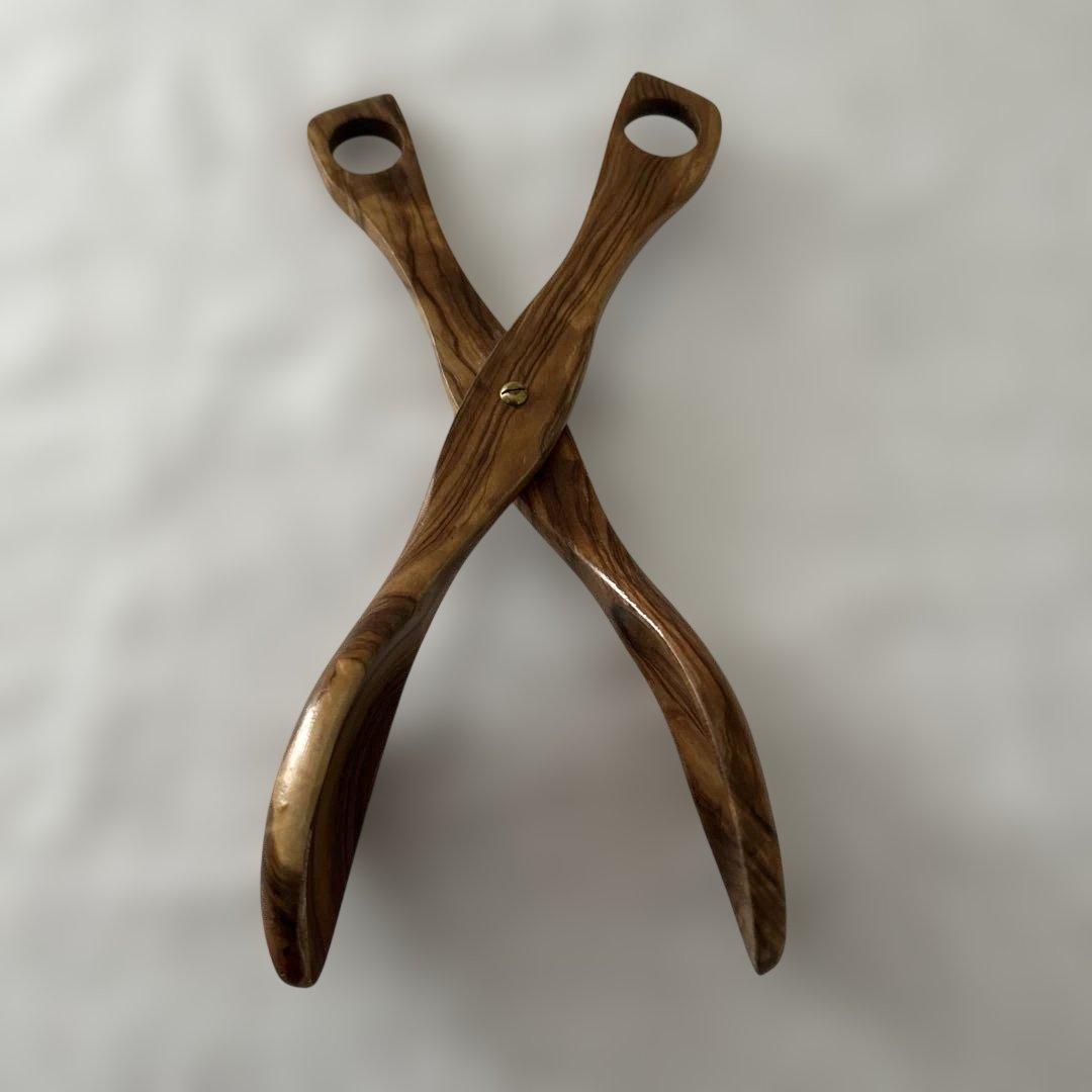 オリーブ　ハサミ式サラダサーバー　蚤の市　ヴィンテージ品　トング