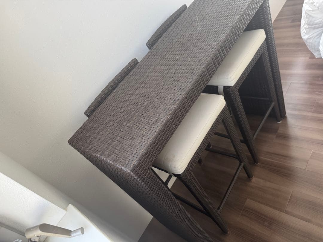 バーカウンターテーブルセット　シンセティックラタン