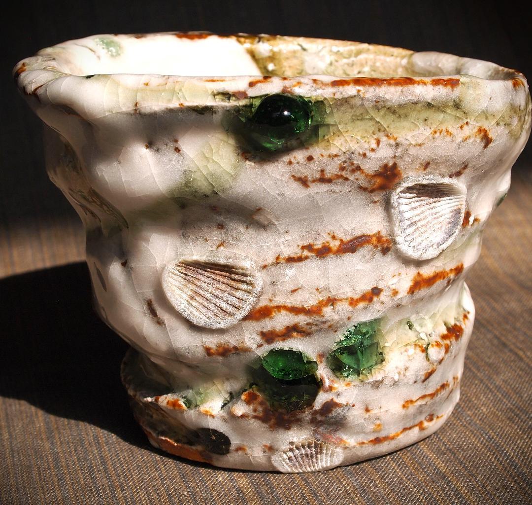 個展作品★村越琢磨【師：梅原武平】志野織部フリーカップＢ★ビードロ