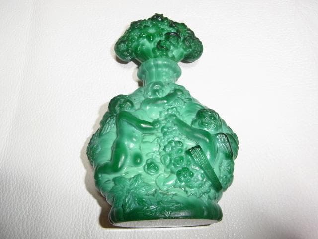 小柴外一 幻の技法◆岩城硝子 パート・ド・ヴェール 香水瓶『花や天使』瑪瑙ガラス