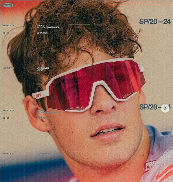 100% Slendale ホワイト レッドミラーレンズ ワンハンドレッド