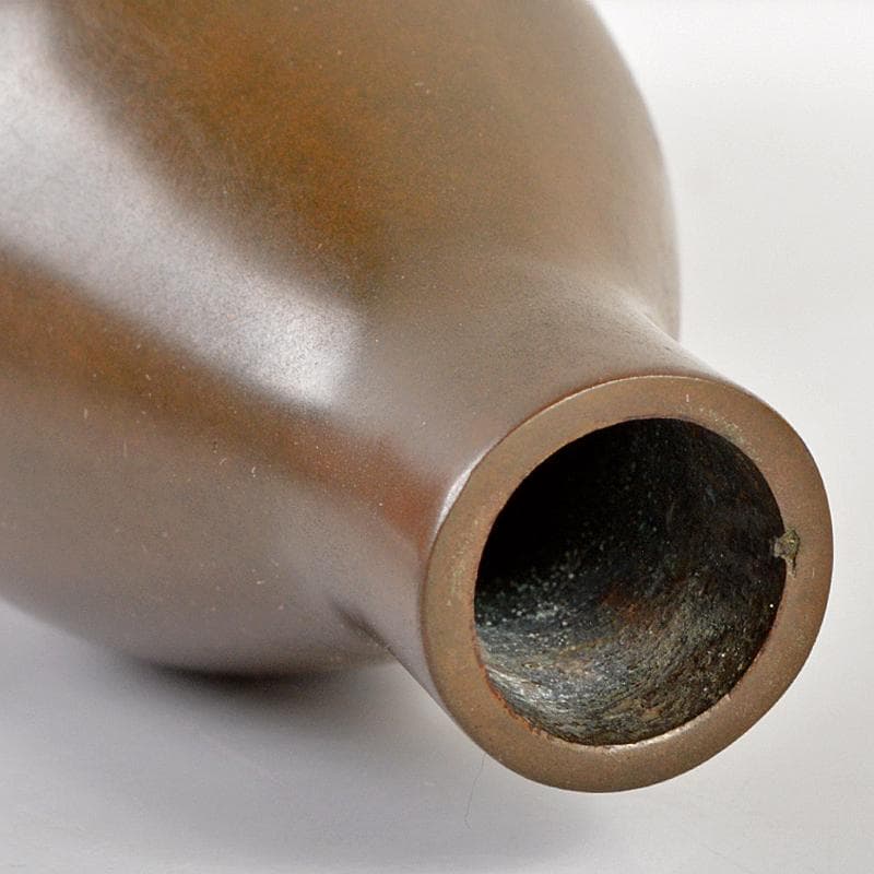 平安　秦蔵六造　青銅　瓢式花生　共箱　U　R6060