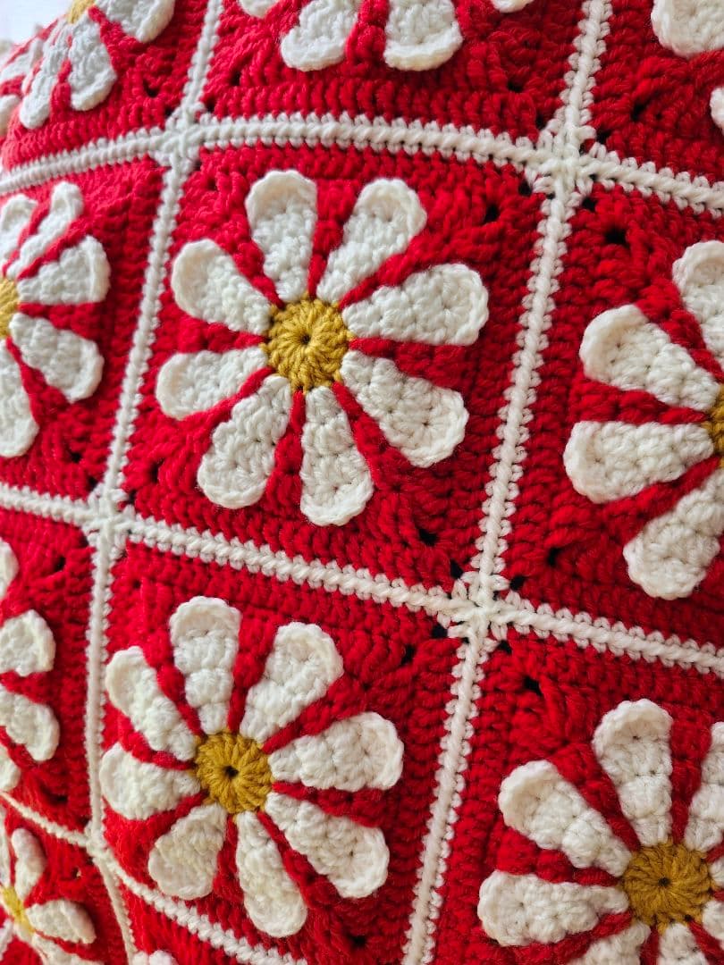 ブランケット　マルチカバー　グラニースクエア　かぎ針編み　レトロポップ