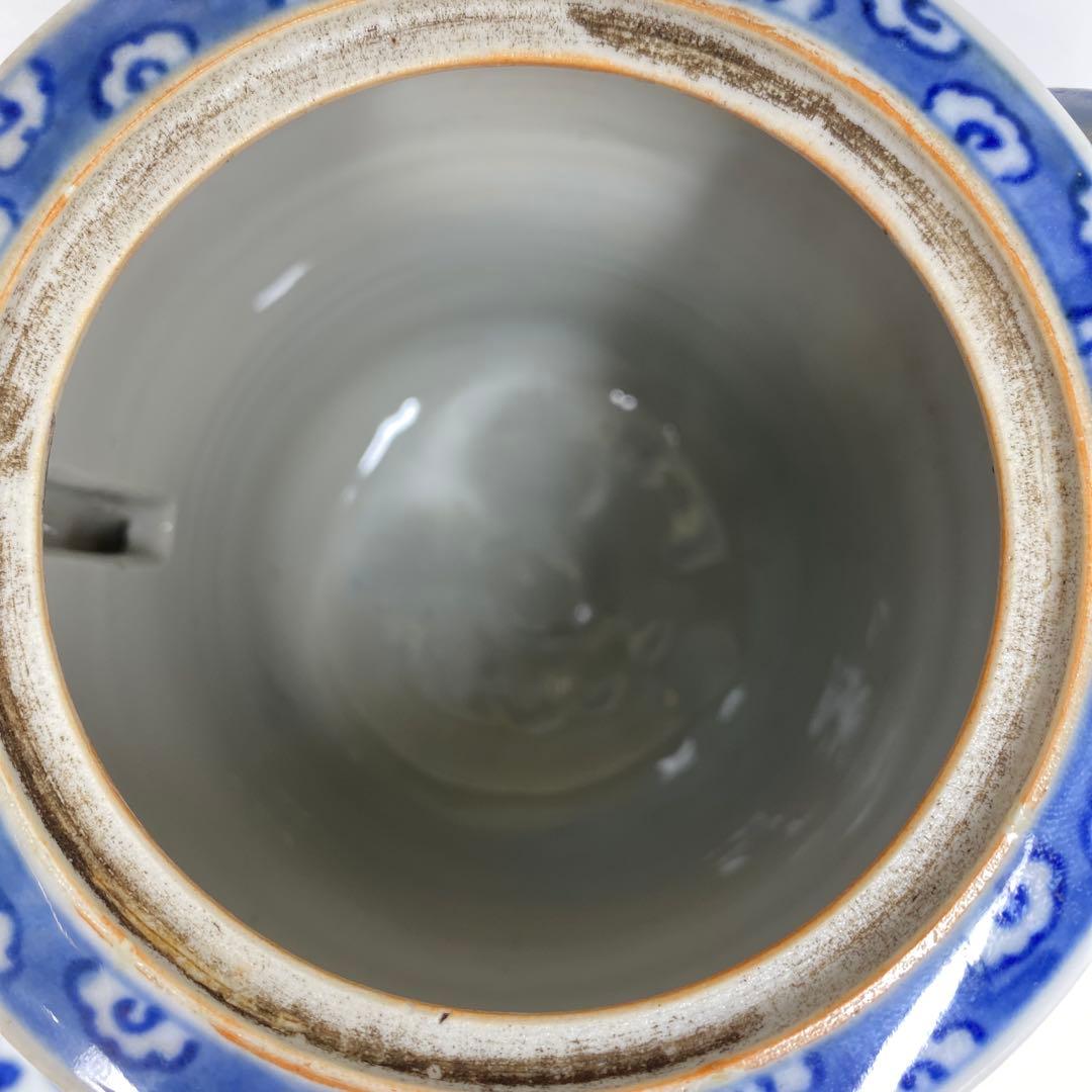 中国美術　大明萬暦年製　染付　龍文　水注　タルカ　東さ7-0304①