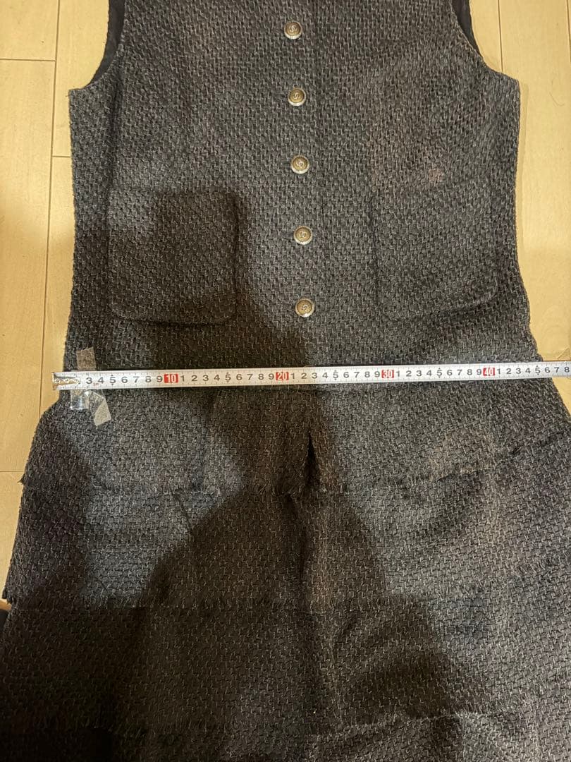 シャネルシャネル黒フリルワンピースサイズ42ツイード素材