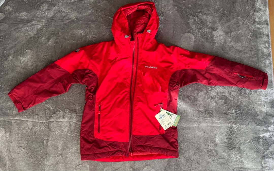 未使用品　mont-bell キッズ パウダーステップジャケット 赤150