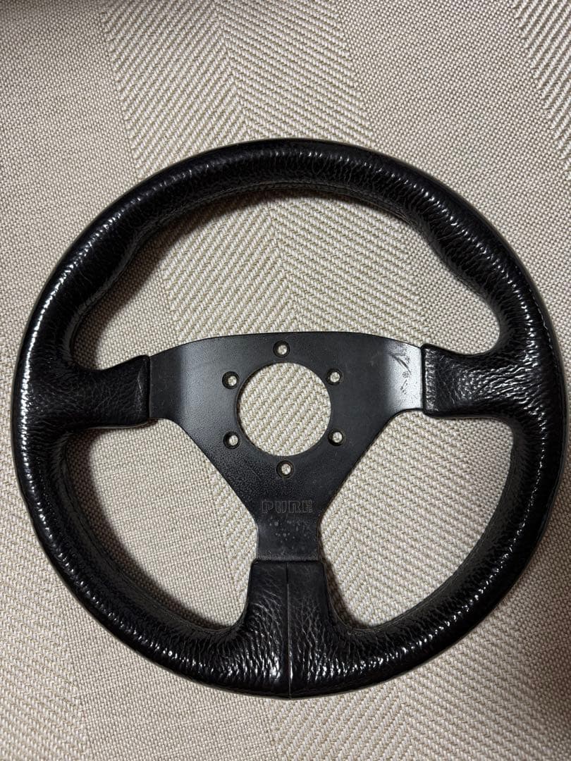 当時物！PURE ステアリングハンドル 黒 3本スポーク　小径　30パイ