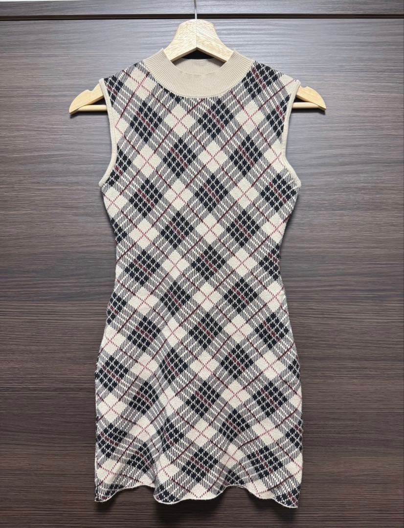 Darich ダーリッチ チェックジャガードノースリニットミニワンピース