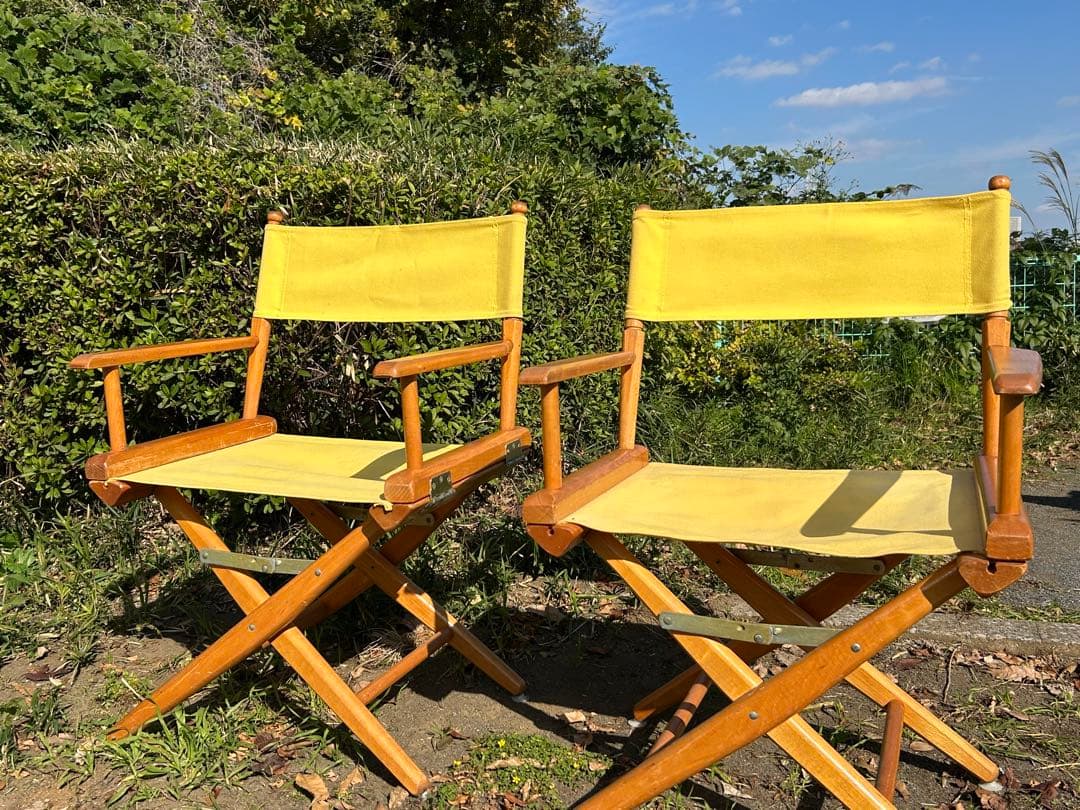 テレスコープ ビンテージ イエロー ディレクターズチェア 2脚セット