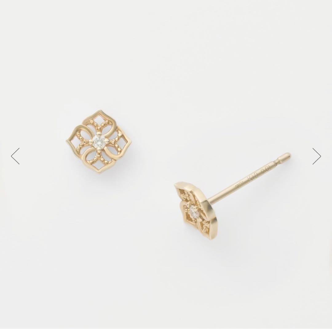 アガット agete K10ダイヤモンドピアス（片耳のみ）花モチーフ