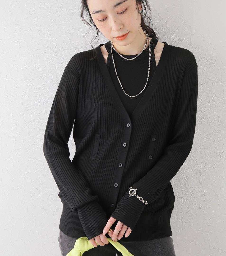 todayful レイヤードニットカーディガン