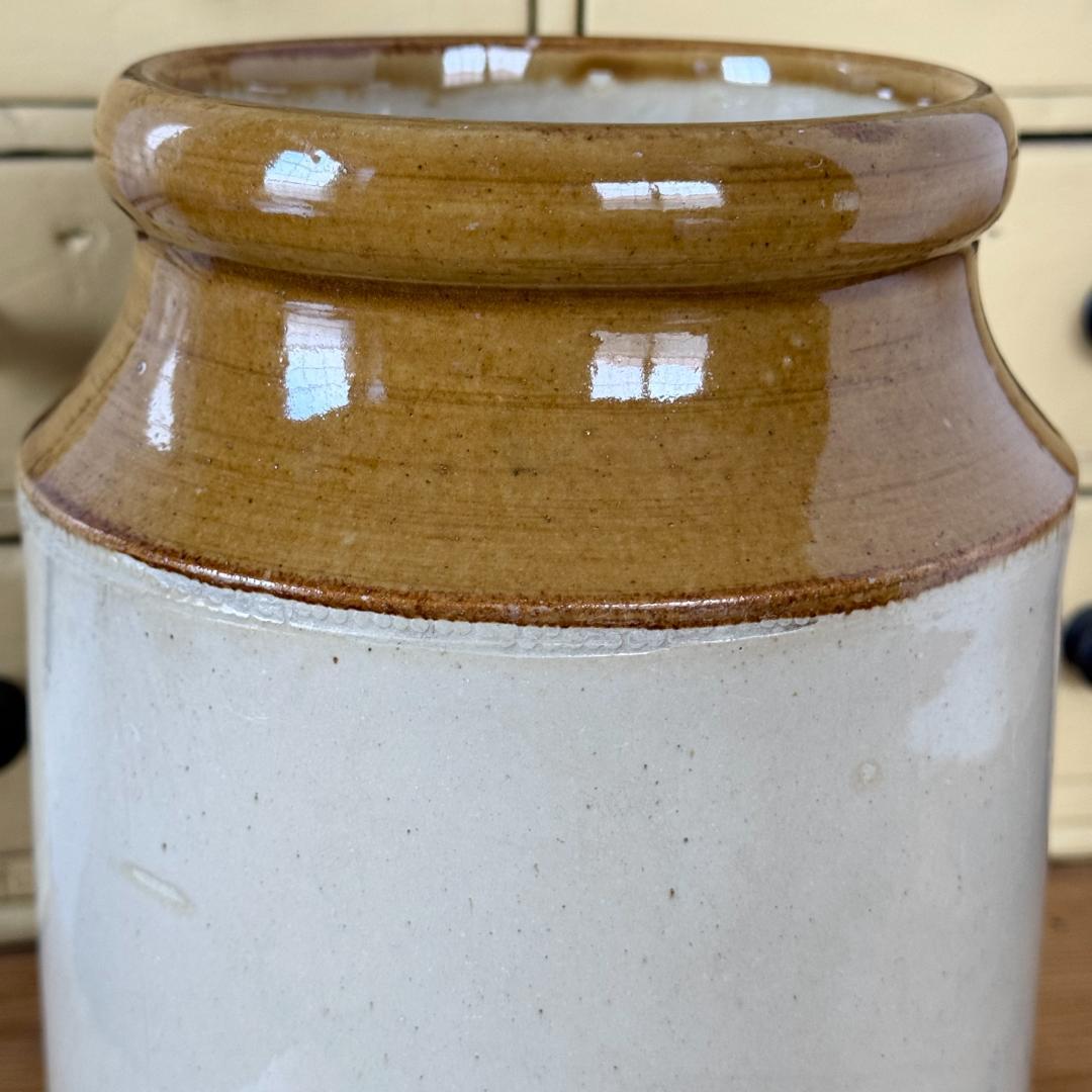 イギリス　アンティーク　陶器　ストーンウェア　ジャー　ボトル　キッチンツール入れ