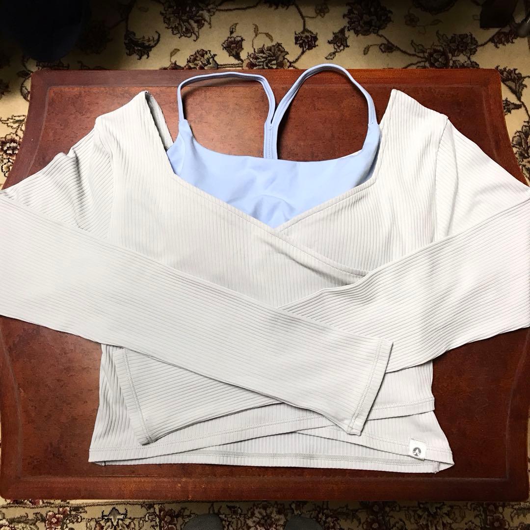 LAVAリントスルSUKALAブラトップ付きリブカシュクールトップス