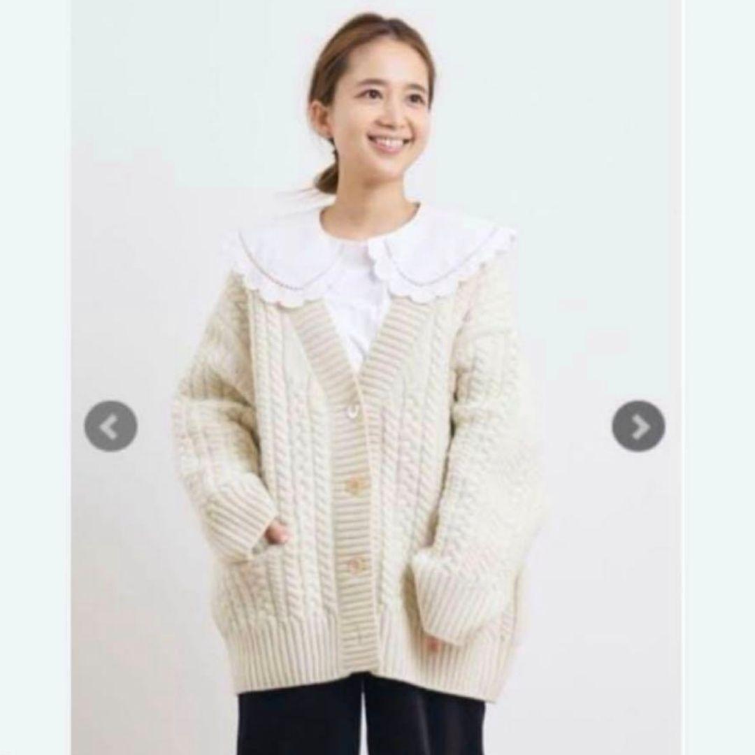 ■YORI ヨリ ケーブル編みニットカーディガン オーバーサイズ 38 美品